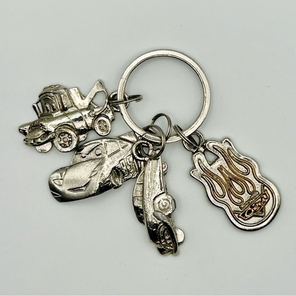 Pixar Accessories - Silver Disney Pixar Collectors Cars Keychain with Charms